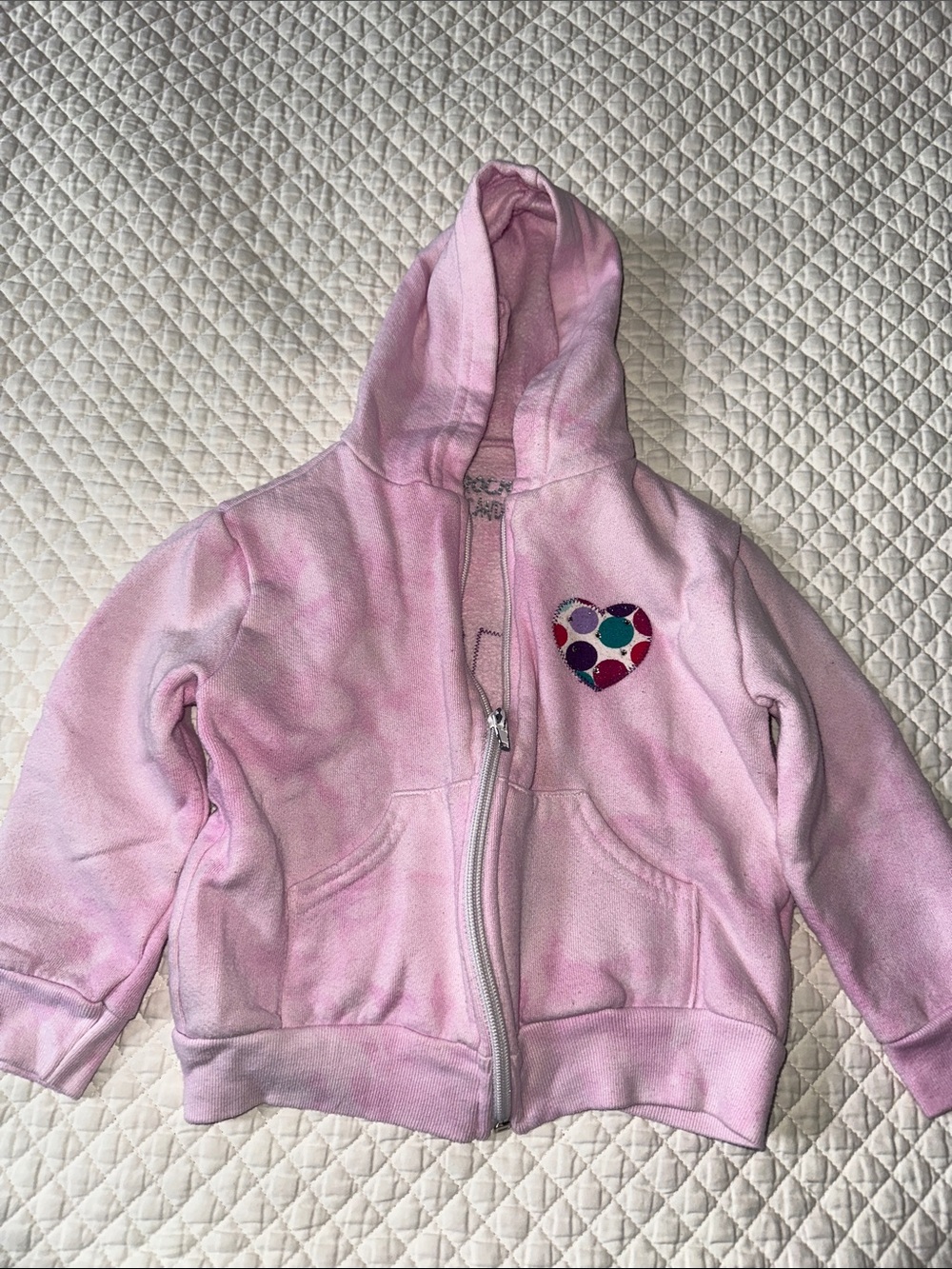 Rock & Candy Pink Girls' Hooded Zip-Up Sweatshirt with Polka Dot Heart